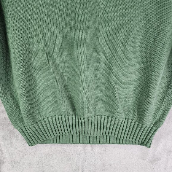 Mens Green Chaps Sweater Crew Neck Long Sleeve 100% Cotton Size XL - Picture 3 of 11
